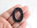 4 Large Oval Ring Connectors in Black Marble, Acrylic Plastic O-Rings, 37 x 18mm