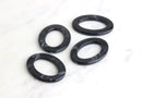 4 Large Oval Ring Connectors in Black Marble, Acrylic Plastic O-Rings, 37 x 18mm