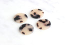 4 Simple Circle Links in Blonde Tortoise Shell, Two Holes, Acetate, 20mm
