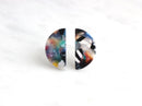 4 Tiny Discs Half Moon in Random Colors, Marbled Acetate Earrings Studs, Laser Cut Acrylic Shapes, Wholesale Blanks Acrylic, LAK014-20-DMC