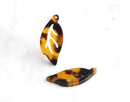 4 Split Leaf Drop Charms Tortoise Shell Monstera Leaf Pendant Acetate Jewelry Tortoiseshell Laurel Leaf Beads Palm Leaf Earrings FW005-34-TT
