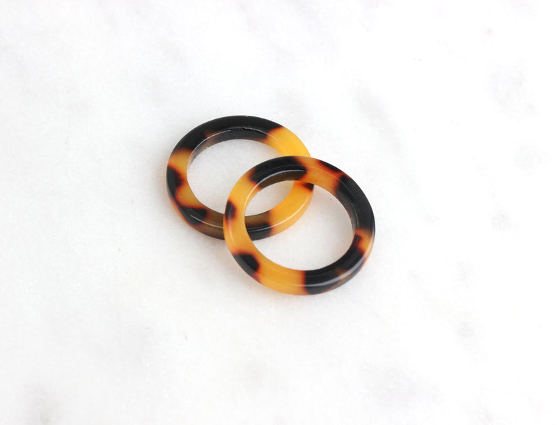 2 Tortoise Shell Flattened Rings 20mm, Small Ring Links Colorful Tortoise Imitation Closed Jump Rings Link Opaque Tortoise Color RG029-20-TT