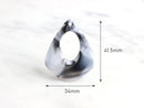 2 Grey Marble Pendants, Acrylic Teardrop Hoops, White Marble Stone Plastic Loops Large Teardrop Pendant, Off White Beads TD005-41-GWM