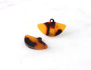 4 Little Fan Charms, Findings Tortoise Shell Earrings Charms Basket Earrings Plastic Studs Earring Stud Base, Open Fan Shaped, CN028-23-TT