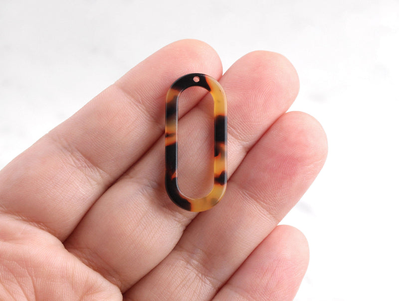 4 Tortoise Shell Oval Loop Ring Connector Oval Shaped Cellulose Acetate Jewelry Supply Plastic O-Ring Light Amber Color Tortoise VG019-30-TT
