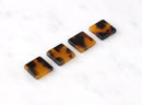 4 Tortoise Shell Square Stud Blanks, Tiny Square Studs DIY, Flat Square 12mm, Small Square Earrings Studs Block Earrings Resin, LAK017-12-TT
