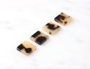 4 Mini Square Earrings DIY Studs, Acrylic Tortoise Shell Supply, Leopard Print Small Tile Beads Acetate Jewelry Sandy Yellow LAK018-12-BT