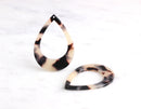 2 Large Teardrop Frame Charms for Earrings, Blonde Tortoise Shell, Acetate, 46 x 33mm