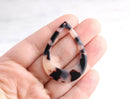 2 Large Teardrop Frame Charms for Earrings, Blonde Tortoise Shell, Acetate, 46 x 33mm