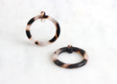 4 Two Hole Connectors, White Tortoise Shell Link Resin, Round Bead Frame Circle Ring with 2 Hole, Oval Hoop Bead, 25mm Ring Link RG022-25-WT