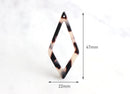 2 Large Diamond Drops 47mm, Pendulum Bead Diamond Shaped, Drop Earring Tortoise Shell, Chandelier Findings Acetate Acrylic Links DX009-47-WT