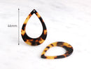 2 Dark Tortoise Shell Pendants Acetate Acrylic, Extra Large Links, Hip Hop Earrings, Open Teardrop Links Plastic Tortoise, TD007-46-TT