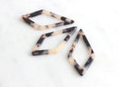 2 Large Diamond Drops 47mm, Pendulum Bead Diamond Shaped, Drop Earring Tortoise Shell, Chandelier Findings Acetate Acrylic Links DX009-47-WT