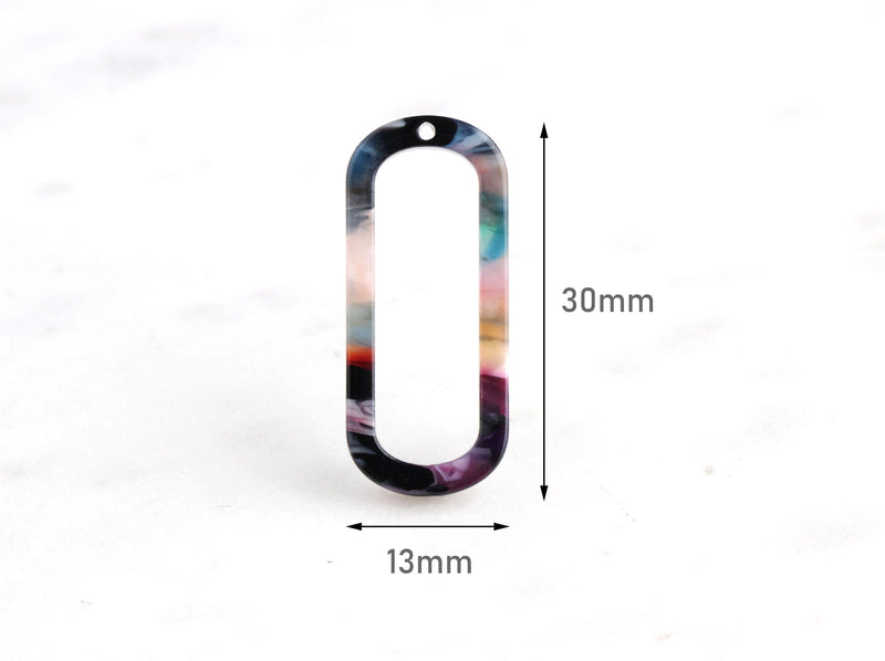 4 Small Oval Links Acetate Earring Charm Lucite Hoop Colorful Tortoise Medium Size Ring Oval Hoops Bead Resin Earring Component VG020-30-DMC