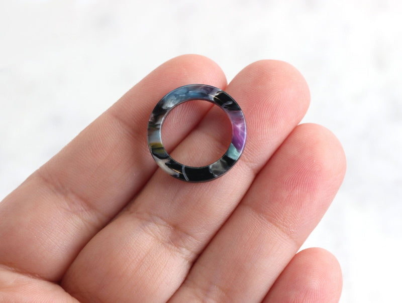 Ring Fin Color 4 Colorful Ring Links 20mm, Water Marble Multicolor Tortoise Shell Fin
