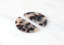 2 Large Half Circle Drops, Blonde Tortoise Shell, Cellulose Acetate, 37 x 18mm