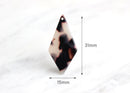 2 Diamond Shaped Charms, Blonde Tortoise Shell, Rhombus Shape, Cellulose Acetate, 31 x 15mm
