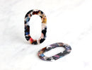 2 Colourful Earring Charms, Retro Tortoise Shell Hoops Oval, Acetate Black Oval Bead Large Oval Connectors DIY Jewelry Supply VG014-44-DMC