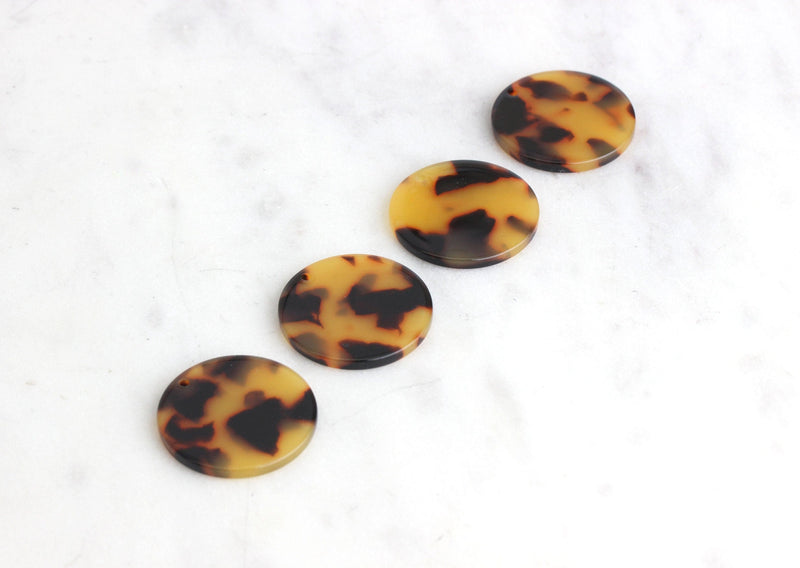 Tortoise Shell Tag 4 Round Tag Beads Tortoise Shell Findings Acetate Dangles, Tiger Strip