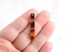 4 Long Bar Drops, Findings Tortoise Shell Jewelry Red Acetate Pendant Bakelite Beads 35mm, Line Earrings, Thin Flat Bar Column BAR008-35-FT