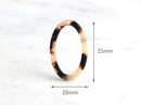 4 White Tortoise Shell Oval Hoops Findings, Faux Turtle Shell, Beige Tortoise Pattern, Black and White Marble Connector Big Oval VG016-33-WT