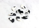4 Small Half Circle Blanks, No Hole, Black and White Marble, 20 x 10mm