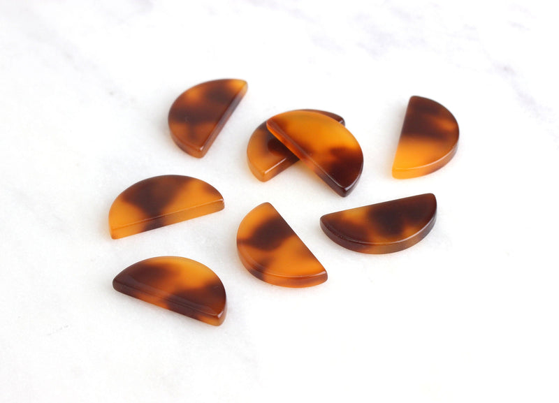 4 Red Tortoise Shell Half Round Cabochon 20x10mm, Cellulose Acetate Red Marble Resin Slab Tortoiseshell Earring Half Moon Shape LAK005-20-FT