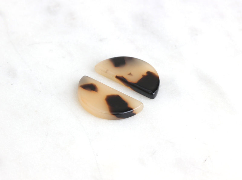 4 Blonde Tortoise Shell Half Moon Shapes 20x10 mm, Faux Turtle Shell Cellulose Acetate Earrings Tortoise Cabs Pale Yellow Beads LAK006-20-BT