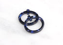 4 Double Hole Ring Links, Blue Acetate Charms Dark Blue Marble Tortoise Shell Earring Findings Blue Picasso Bead, Circle 2 Holes RG034-25-DU