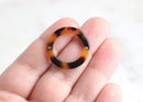 4 Tortoise Shell O-ring Connectors Circles Faux Tortoise Shell Beads Cellulose Acetate Charms Ring 2 Holes Plastic Hoops Links RG027-24-TT