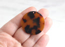 4 Tortoise Shell Pendants, 35mm Circle Marble Charms, Acetate Tortoiseshell Earrings Blank Necklace, Large Round Blank Bead, CN057-35-TT