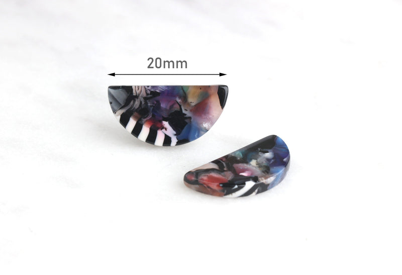 4 Tiny Discs Half Moon in Random Colors, Marbled Acetate Earrings Studs, Laser Cut Acrylic Shapes, Wholesale Blanks Acrylic, LAK014-20-DMC