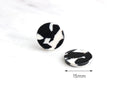 4 White and Black Marble Cabochons Tortoise Shell, Acetate Beads Button Earrings Small Round Blanks for Earrings Tortoise Studs LAK015-15-BW
