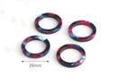 2 Blue Purple Marble Ring Links, Dusty Purple Acetate Earring Supplies Plastic Tortoise Shell Findings Circle Connector Rings, RG028-20-GBP