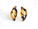 4 Split Leaf Drop Charms Tortoise Shell Monstera Leaf Pendant Acetate Jewelry Tortoiseshell Laurel Leaf Beads Palm Leaf Earrings FW005-34-TT