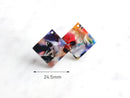 4 Square Diamond Shaped Bead, Space Marble Colors, Abstract Charm Square Blanks, Random Color Mix, Colorful Acetate Earrings DX012-24-DMC
