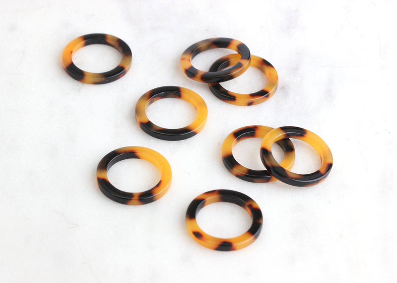 2 Tortoise Shell Flattened Rings 20mm, Small Ring Links Colorful Tortoise Imitation Closed Jump Rings Link Opaque Tortoise Color RG029-20-TT