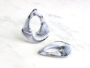 2 Grey Marble Pendants, Acrylic Teardrop Hoops, White Marble Stone Plastic Loops Large Teardrop Pendant, Off White Beads TD005-41-GWM
