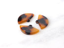 4 Little Fan Charms, Findings Tortoise Shell Earrings Charms Basket Earrings Plastic Studs Earring Stud Base, Open Fan Shaped, CN028-23-TT
