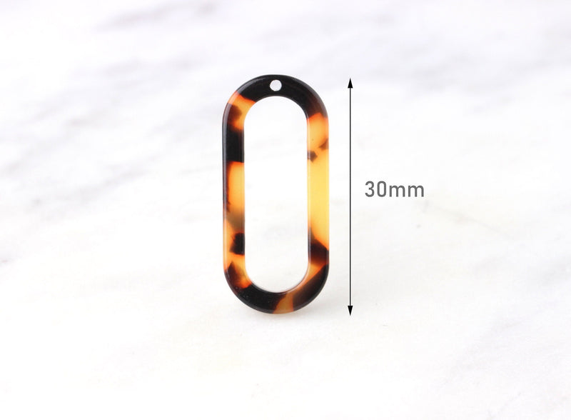4 Tortoise Shell Oval Loop Ring Connector Oval Shaped Cellulose Acetate Jewelry Supply Plastic O-Ring Light Amber Color Tortoise VG019-30-TT