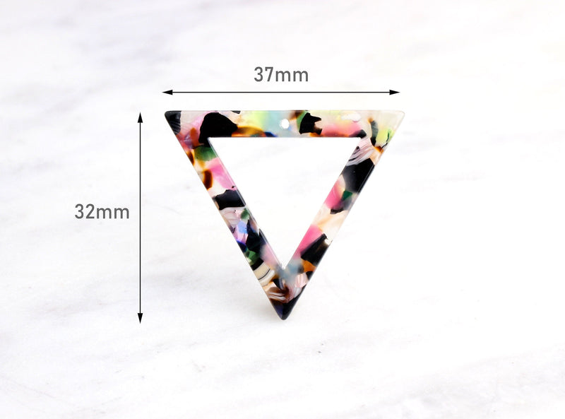 2 Colorful Triangle Ring Beads Fluorescent Arrow Head Pendant Acetate Charms Neon Big Triangle Connectors Tortoise Shell Supply TR005-37-KMC