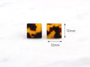 4 Tortoise Shell Square Stud Blanks, Tiny Square Studs DIY, Flat Square 12mm, Small Square Earrings Studs Block Earrings Resin, LAK017-12-TT