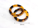 2 Plastic Rings Tortoise Shell, Open Circle Earring Findings Washer Large Flat Circle Loop Link Flat Hoop Earrings Tortoiseshell RG036-38-TT
