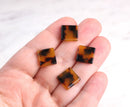4 Tortoise Shell Square Stud Blanks, Tiny Square Studs DIY, Flat Square 12mm, Small Square Earrings Studs Block Earrings Resin, LAK017-12-TT