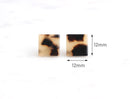 4 Mini Square Earrings DIY Studs, Acrylic Tortoise Shell Supply, Leopard Print Small Tile Beads Acetate Jewelry Sandy Yellow LAK018-12-BT