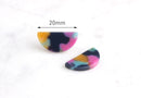 4 Small Half-Moon Charms, Blue Pink Yellow, Rainbow Studs Earrings Tortoise Shell Jewelry Acetate Acrylic Shapes Tropical Bead LAK023-20-UPY
