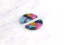 4 Small Half-Moon Charms, Blue Pink Yellow, Rainbow Studs Earrings Tortoise Shell Jewelry Acetate Acrylic Shapes Tropical Bead LAK023-20-UPY