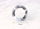4 White Gray Marble Pendant, 30mm Ring Links, Necklace Circle Ring Acrylic, Grey Swirl Beads, Circle Links, White Marble Charms RG037-31-GWM