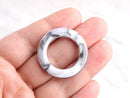 4 White Gray Marble Pendant, 30mm Ring Links, Necklace Circle Ring Acrylic, Grey Swirl Beads, Circle Links, White Marble Charms RG037-31-GWM
