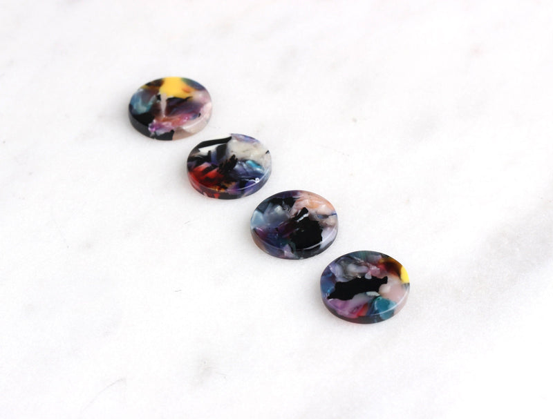 4 Rainbow Marble Discs, Plastic Laser Cut Acrylic Shapes, Tiny Dot Studs DIY, Flat Disc Studs Earrings Tortoise Shell Findings LAK019-15-DMC